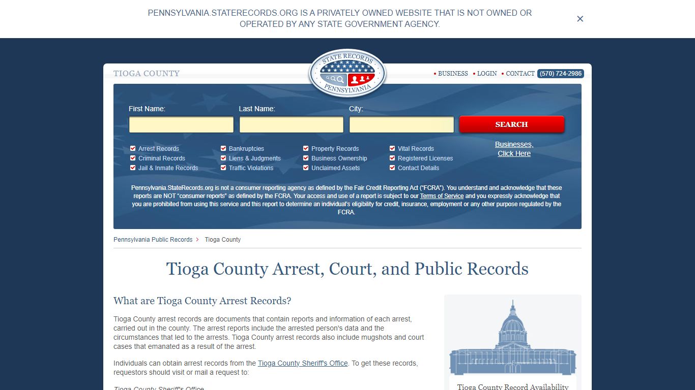 Tioga County Arrest, Court, and Public Records