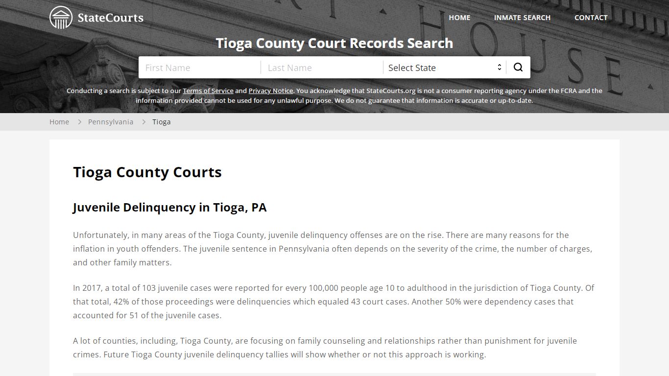 Tioga County, PA Courts - Records & Cases - StateCourts